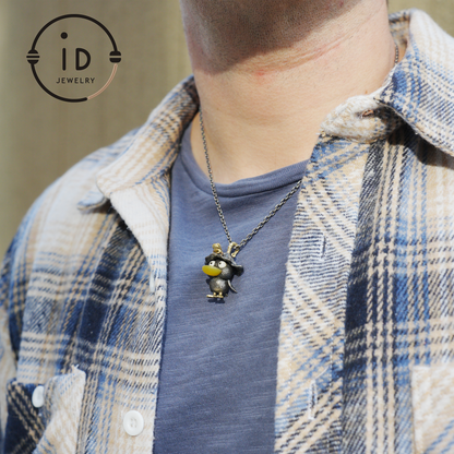 Fairy Tale Silver Pendant with Yellow Agate, White Howlite, Black Onyx and Bronze Accents, Handcrafted Jewelry Gift Idea for Her