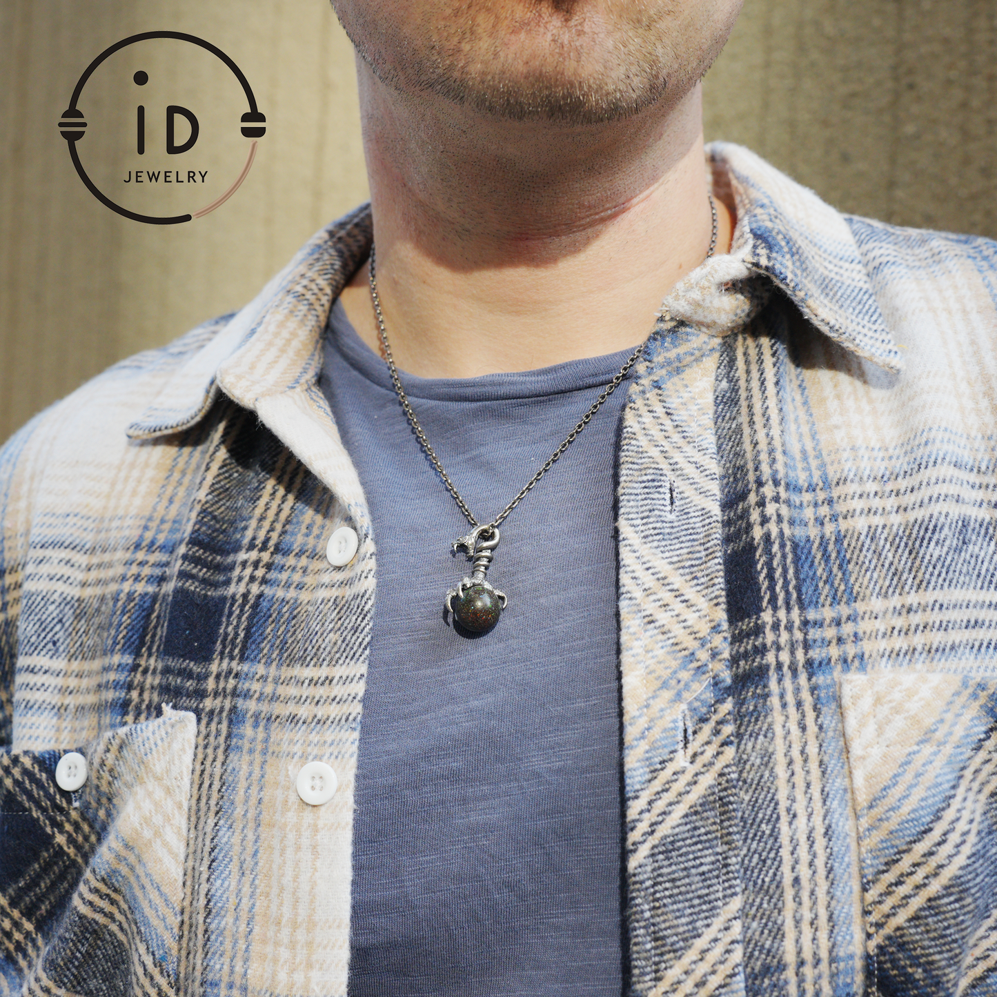 Gothic Dragon Claw Pendant with Opal Stone, Oxidized Silver Jewelry, Mystical Talisman for Men, Birthday Gift Idea