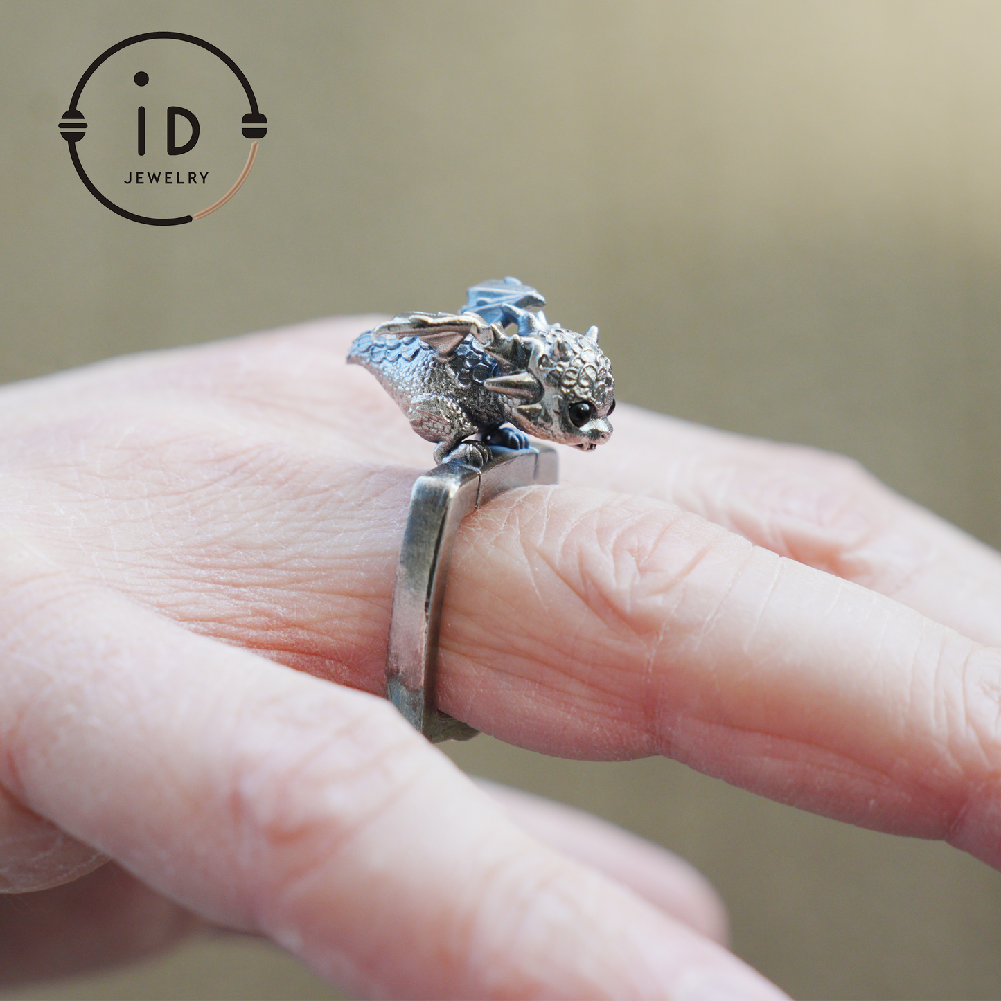 Dragon Ring and Pendant in 925 Sterling Silver with Black Onyx, Handcrafted Gothic Fantasy Jewelry Gift for Men and Women