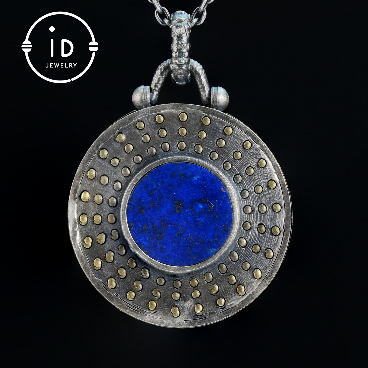 Sterling Silver Leopard Head Pendant with Black Jade, Green Zircon Eyes and Lapis Lazuli, Gothic Totem Necklace Gift for Men