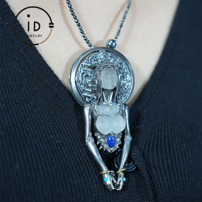 Mystic Goddess Pendant | Handmade 925 Silver & Gemstone Spiritual Necklace | Esoteric Protection Amulet