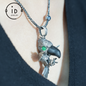 Schuhschnabel-Vogel-Anhänger | 925 Silber, Schwarzer Achat &amp; Turmalin | Handgefertigter Naturschmuck