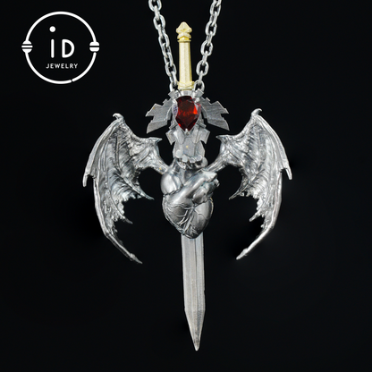 925 Silber Guardian Heartblade Halskette · Handgefertigte 925 Silber Halskette · Granat symbolisiert Vitalität · Silberschmuck Geschenk
