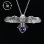 Halskette mit ausgebreiteten Flügeln für Eulen|Tiertotem-Amulett|925 Sterling Silber, handgeschnitzt|Geflügeltes Design|Halskette mit Naturmotiv