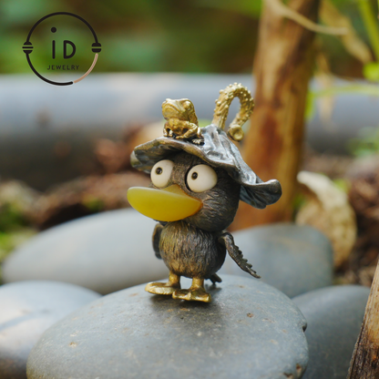 Fairy Tale Silver Pendant with Yellow Agate, White Howlite, Black Onyx and Bronze Accents, Handcrafted Jewelry Gift Idea for Her