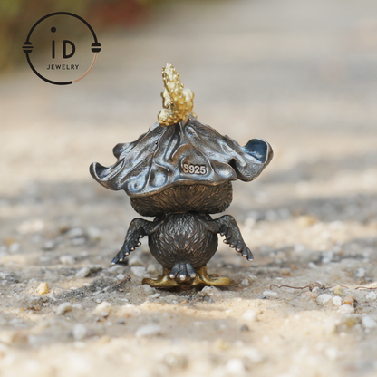 Fairy Tale Silver Pendant with Yellow Agate, White Howlite, Black Onyx and Bronze Accents, Handcrafted Jewelry Gift Idea for Her