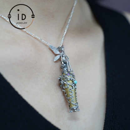 Enchanted Fairy Pendant – Handcrafted 925 Silver Jewelry with Turquoise & Amethyst | Perfect for Gifts