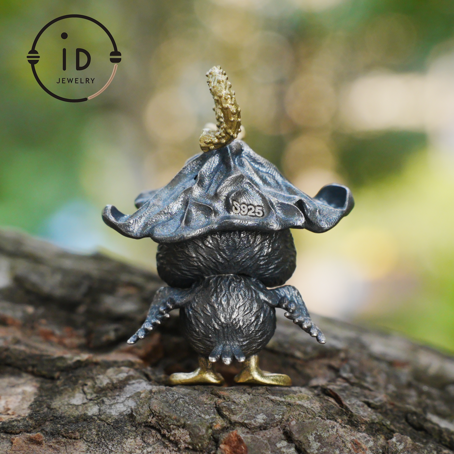 Fairy Tale Silver Pendant with Yellow Agate, White Howlite, Black Onyx and Bronze Accents, Handcrafted Jewelry Gift Idea for Her