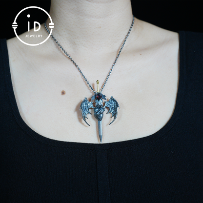 925 Silber Guardian Heartblade Halskette · Handgefertigte 925 Silber Halskette · Granat symbolisiert Vitalität · Silberschmuck Geschenk