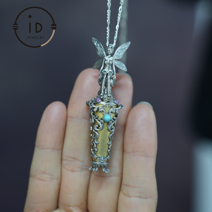 Enchanted Fairy Pendant – Handcrafted 925 Silver Jewelry with Turquoise & Amethyst | Perfect for Gifts