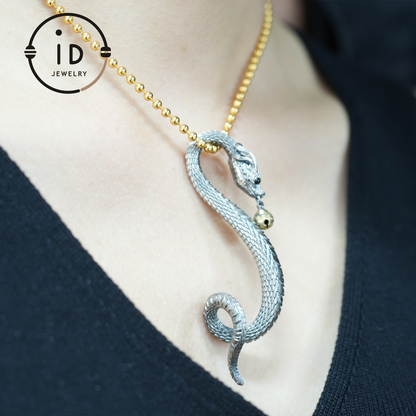 Eternal Coil Drachenschlangenbrosche – 925 Sterling Silber | Handgefertigtes Schlangendesign | Einzigartiger Fantasy-Schmuck