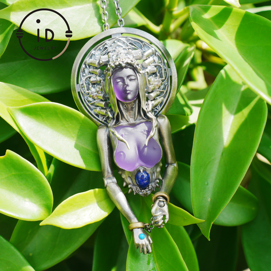 Mystic Goddess Pendant | Handmade 925 Silver & Gemstone Spiritual Necklace | Esoteric Protection Amulet