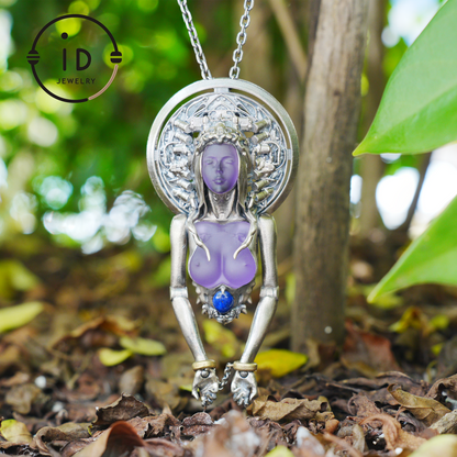 Mystic Goddess Pendant | Handmade 925 Silver & Gemstone Spiritual Necklace | Esoteric Protection Amulet
