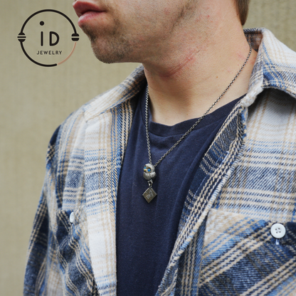 Owl Pendant with Blue Chalcedony in Oxidized 925 Silver Necklace Gothic Totem Jewelry Handmade Gift for Women Men Birthday Christmas