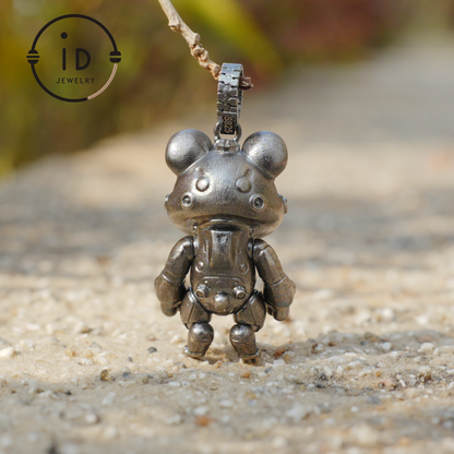 Silver Pendant with Black Onyx, Movable Animal Figure Necklace, Gothic Jewelry for Men and Women, Birthday Gift Unisex