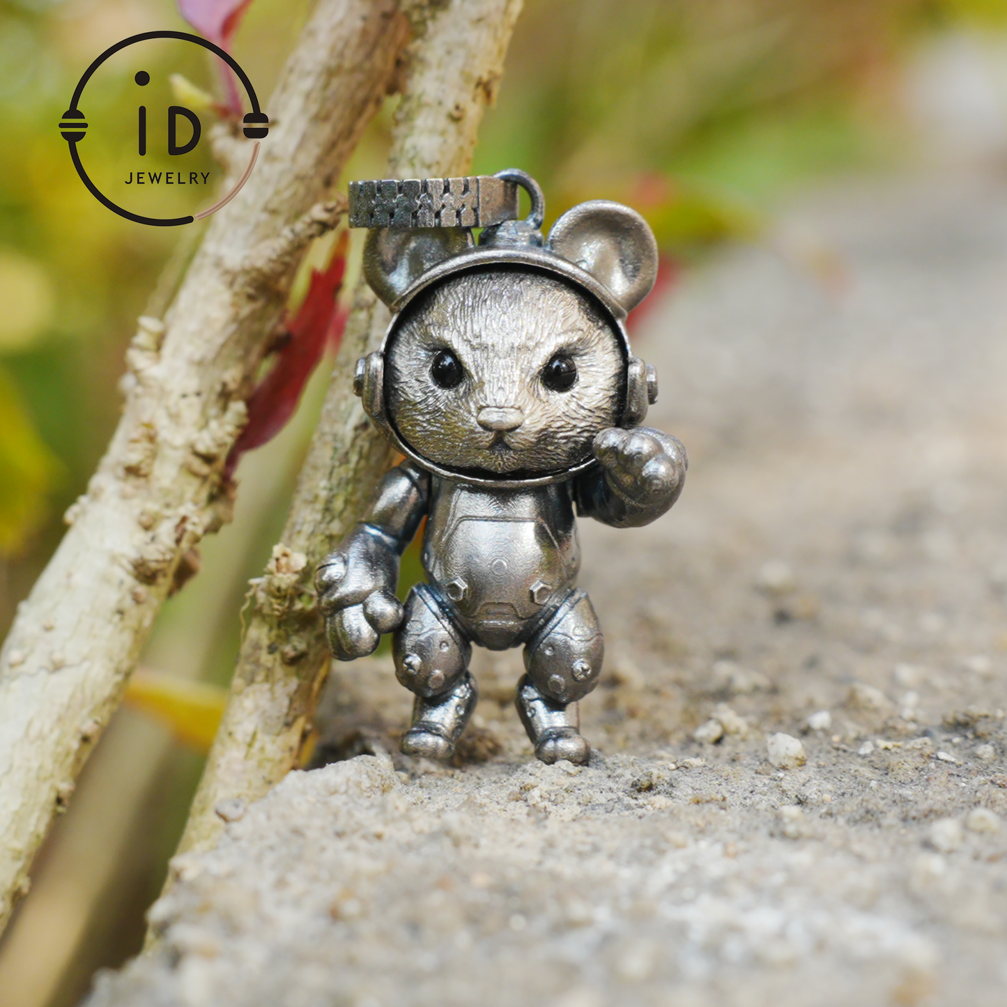 Silver Pendant with Black Onyx, Movable Animal Figure Necklace, Gothic Jewelry for Men and Women, Birthday Gift Unisex