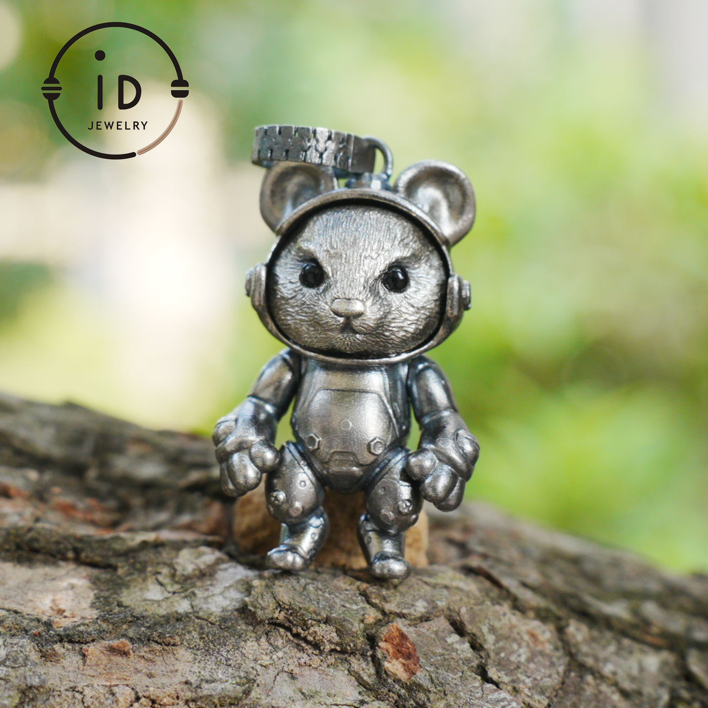 Silver Pendant with Black Onyx, Movable Animal Figure Necklace, Gothic Jewelry for Men and Women, Birthday Gift Unisex