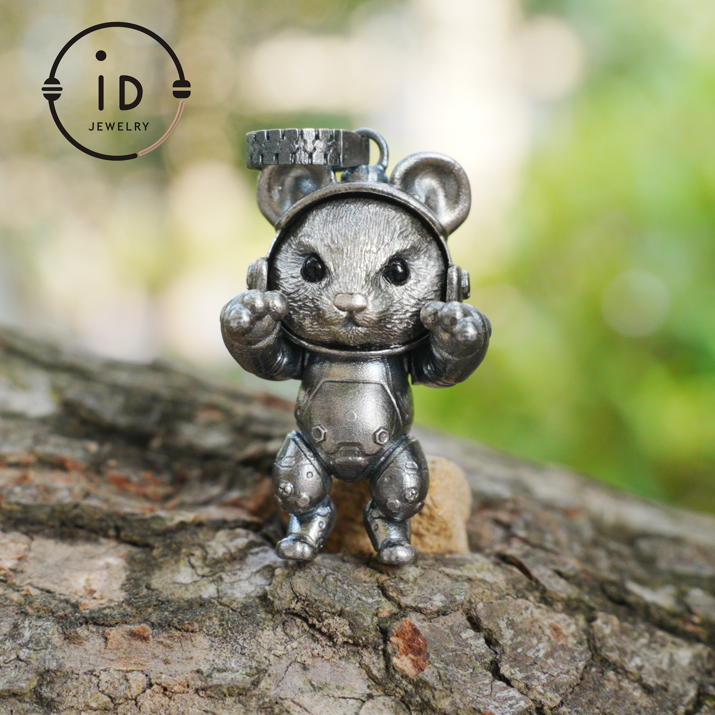 Silver Pendant with Black Onyx, Movable Animal Figure Necklace, Gothic Jewelry for Men and Women, Birthday Gift Unisex