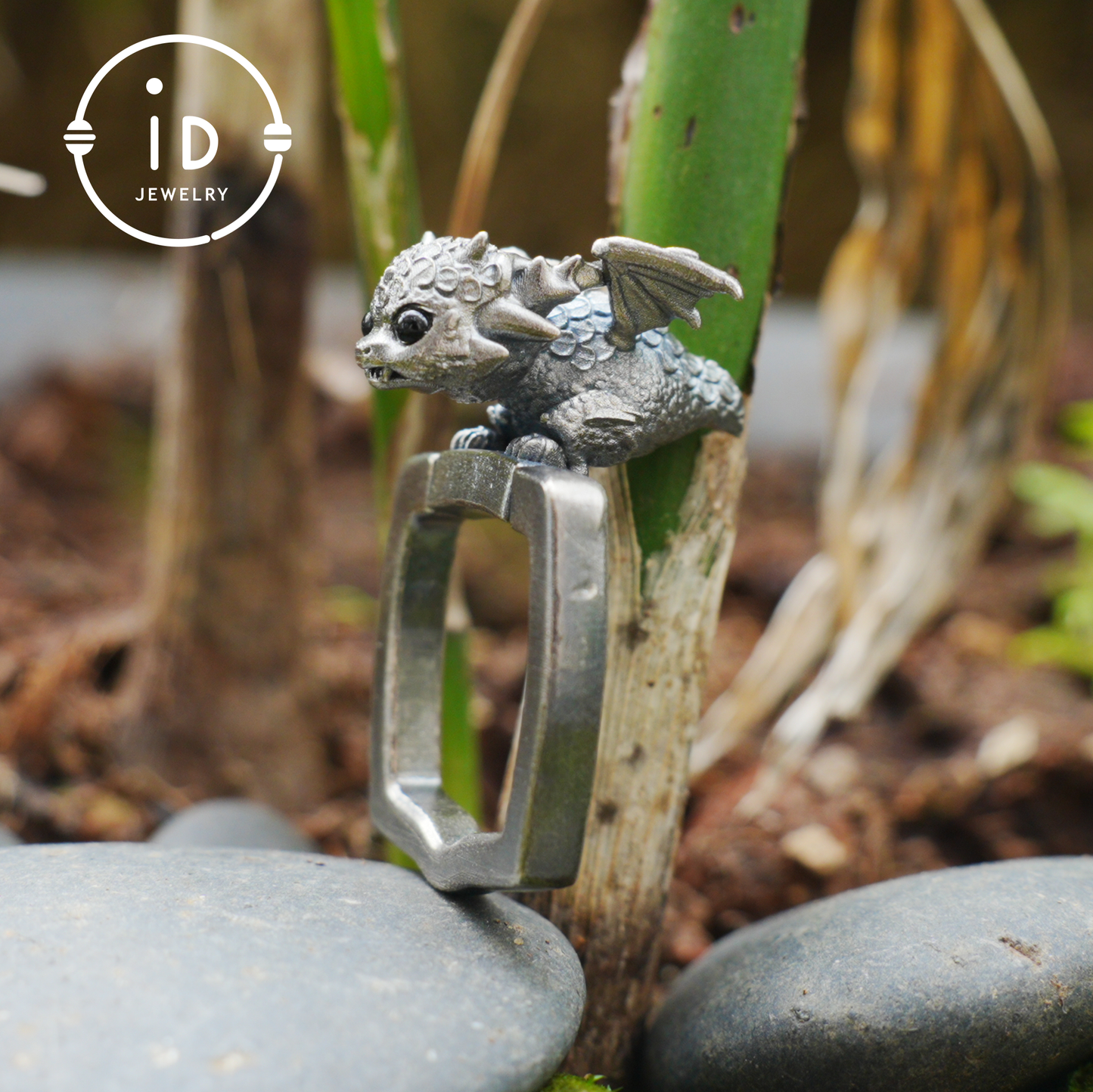 Dragon Ring and Pendant in 925 Sterling Silver with Black Onyx, Handcrafted Gothic Fantasy Jewelry Gift for Men and Women