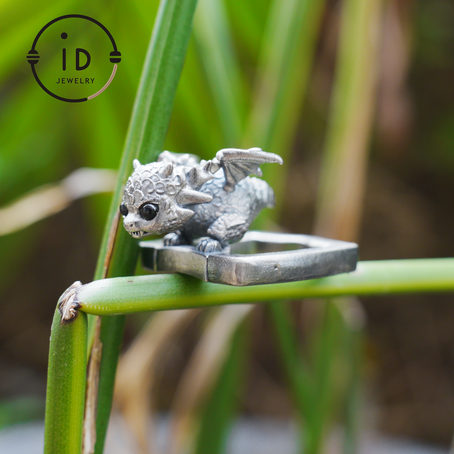 Dragon Ring and Pendant in 925 Sterling Silver with Black Onyx, Handcrafted Gothic Fantasy Jewelry Gift for Men and Women