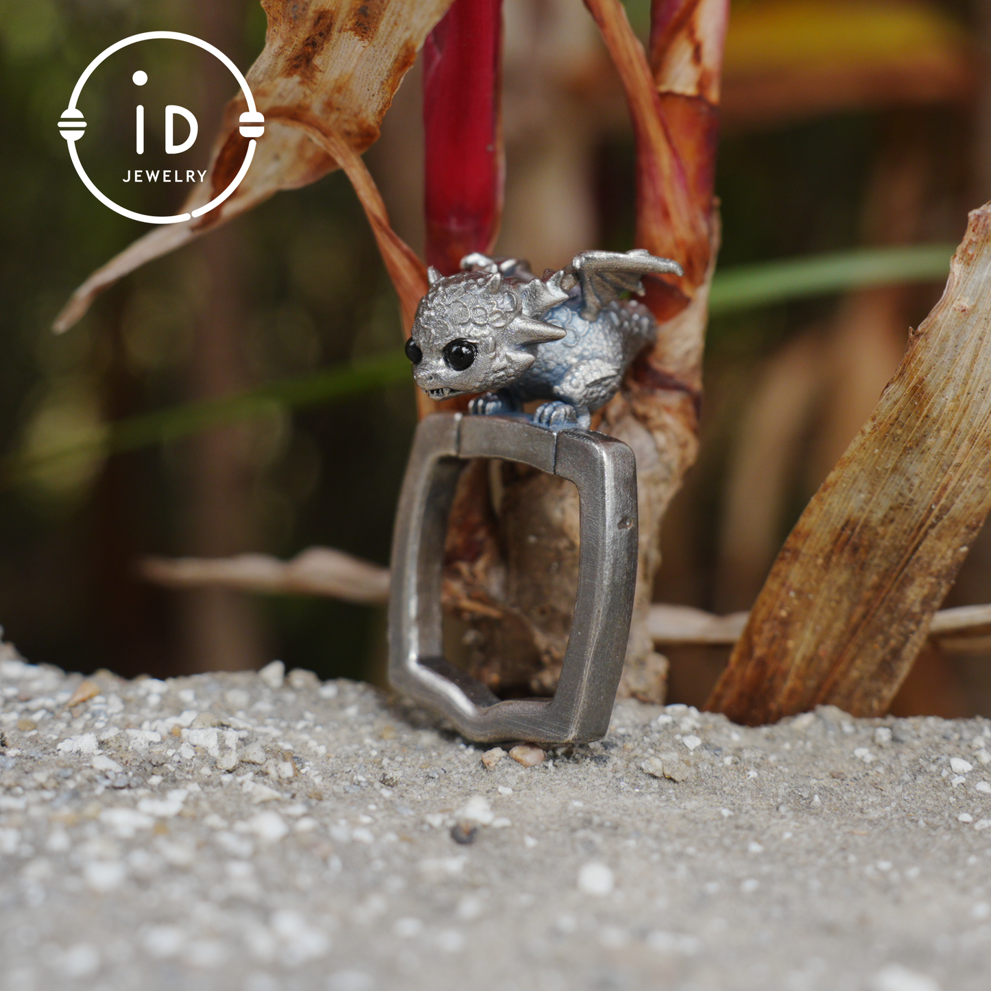 Dragon Ring and Pendant in 925 Sterling Silver with Black Onyx, Handcrafted Gothic Fantasy Jewelry Gift for Men and Women