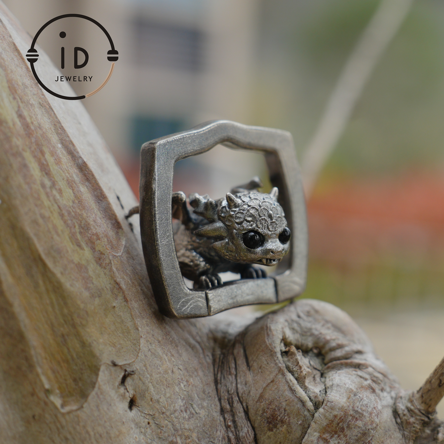 Dragon Ring and Pendant in 925 Sterling Silver with Black Onyx, Handcrafted Gothic Fantasy Jewelry Gift for Men and Women