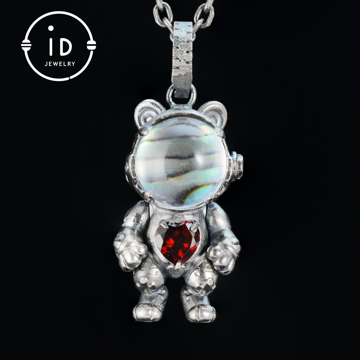 925 silver pendant with abalone shell & red garnet, handmade animal totem necklace in gothic fairytale style, gift for her, birthday