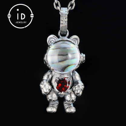 925 silver pendant with abalone shell & red garnet, handmade animal totem necklace in gothic fairytale style, gift for her, birthday