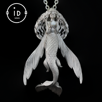 Perlenanhänger „Fliegendes Fischmädchen“ | Fantasy-Ozeanamulett als Geschenk | Symbol für Freiheit und Anmut | Handgefertigter Silberschmuck 