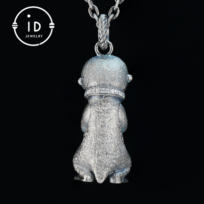 Gothic animal pendant with labradorite and zirconia in 925 silver, handmade vintage necklace in fairytale style, gift for her