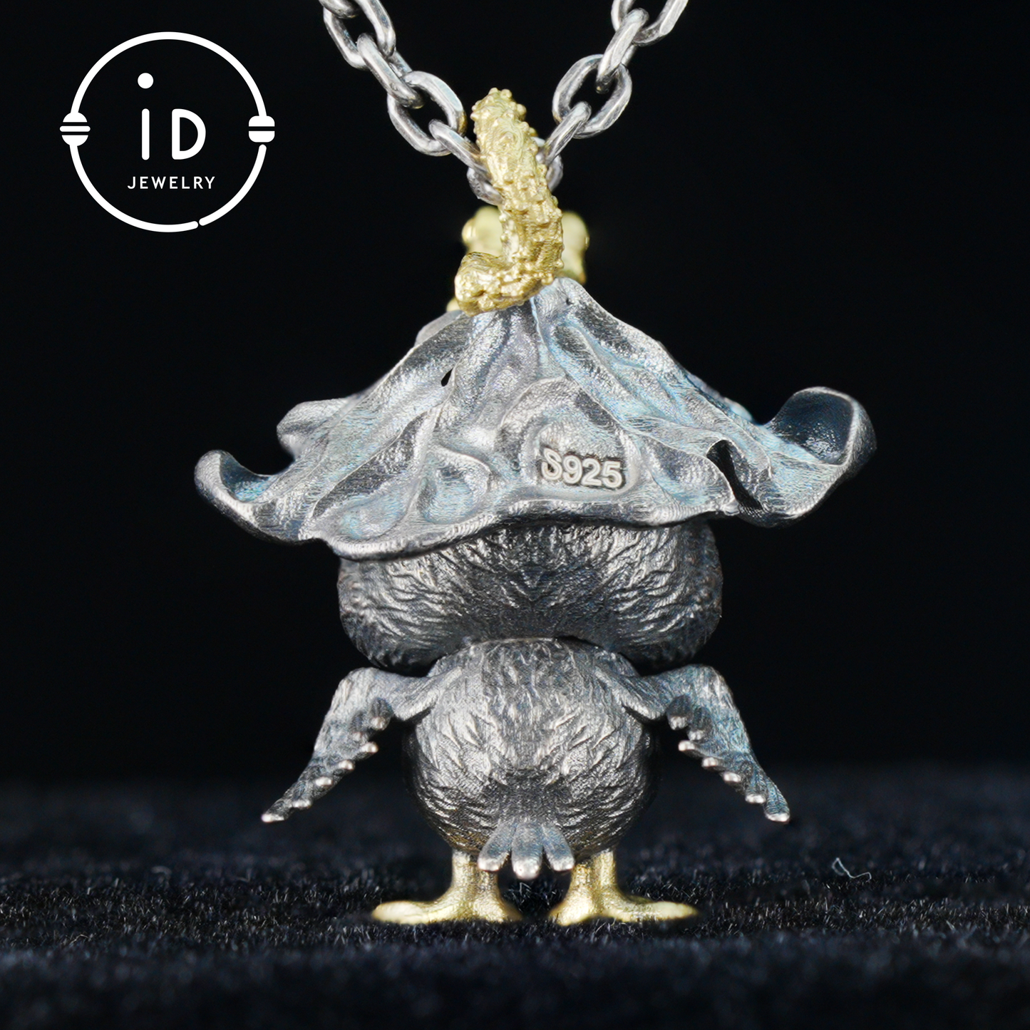 Fairy Tale Silver Pendant with Yellow Agate, White Howlite, Black Onyx and Bronze Accents, Handcrafted Jewelry Gift Idea for Her