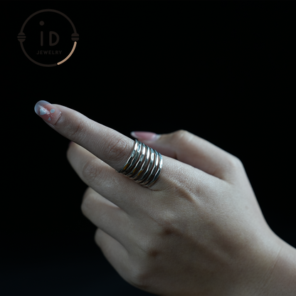 Handgefertigter Silberring, Mehrschichtiger Boho Ring, Verstellbarer minimalistischer Unisex Ring, Vintage Statement Schmuck