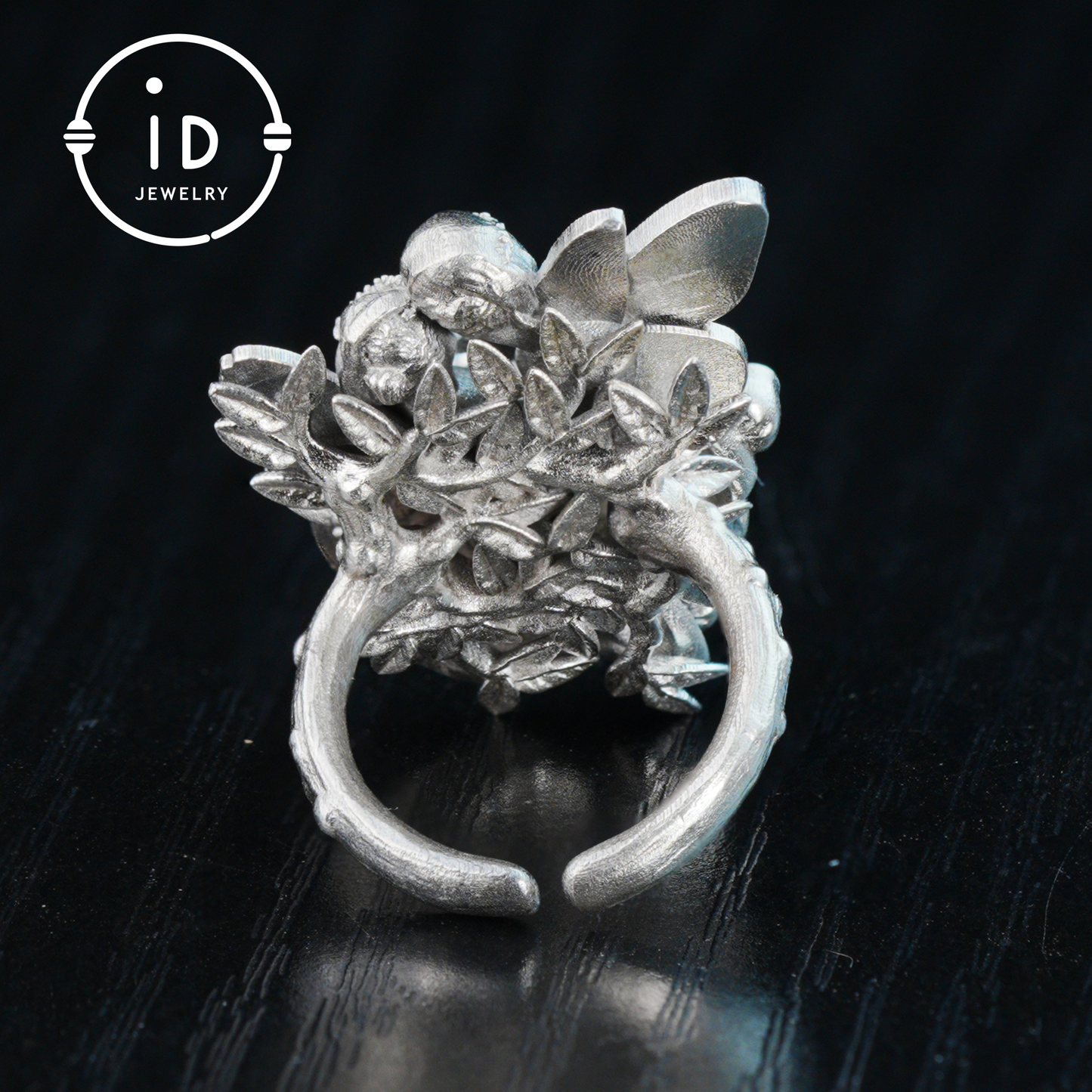 Adjustable Ring with Swiss Blue Topaz in 925 Silver, Oxidized Statement Ring in Gothic Fantasy Style, Handmade Jewelry Gift for Her