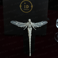Mysterious dragonfly fairy| handmade fantasy art jewelry| elegant wing design| white crystal fairy brooch pendant two in one| mythical style gift
