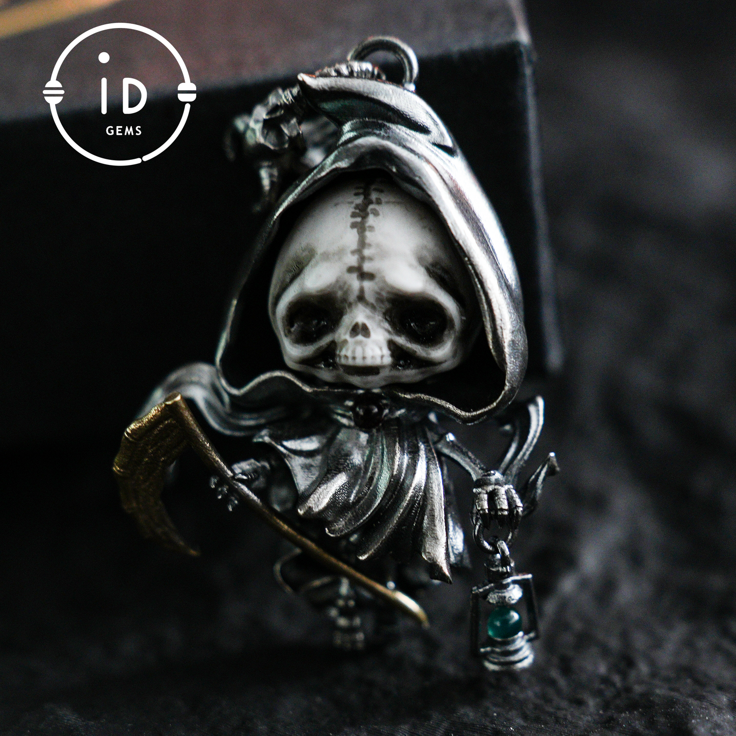 Handgefertigter Sensenmann-Anhänger | Gotisches Skelett-Amulett | Silberanhänger | Fantasy-Kunstschmuck 
