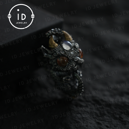 Handmade Dragon Pendant | Gothic Silver Amulet | Mystic Eyes and Wings | Fantasy Jewelry
