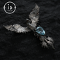 Handgefertigte Phönix-Halskette mit Aquamarin | Mystisches Symbol | Vintage Fantasy Schmuck 