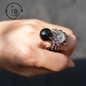 Handgemachter Gothic Spinnen offener Ring, Achat magischer Silberring, geheimnisvoller Persönlichkeitsschmuck, einzigartiger Retro-Stil, Unisex-Geschenk 
