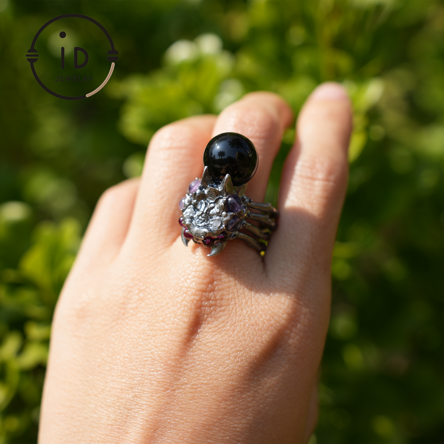 Handgemachter Gothic Spinnen offener Ring, Achat magischer Silberring, geheimnisvoller Persönlichkeitsschmuck, einzigartiger Retro-Stil, Unisex-Geschenk 