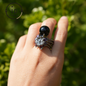 Handgemachter Gothic Spinnen offener Ring, Achat magischer Silberring, geheimnisvoller Persönlichkeitsschmuck, einzigartiger Retro-Stil, Unisex-Geschenk 
