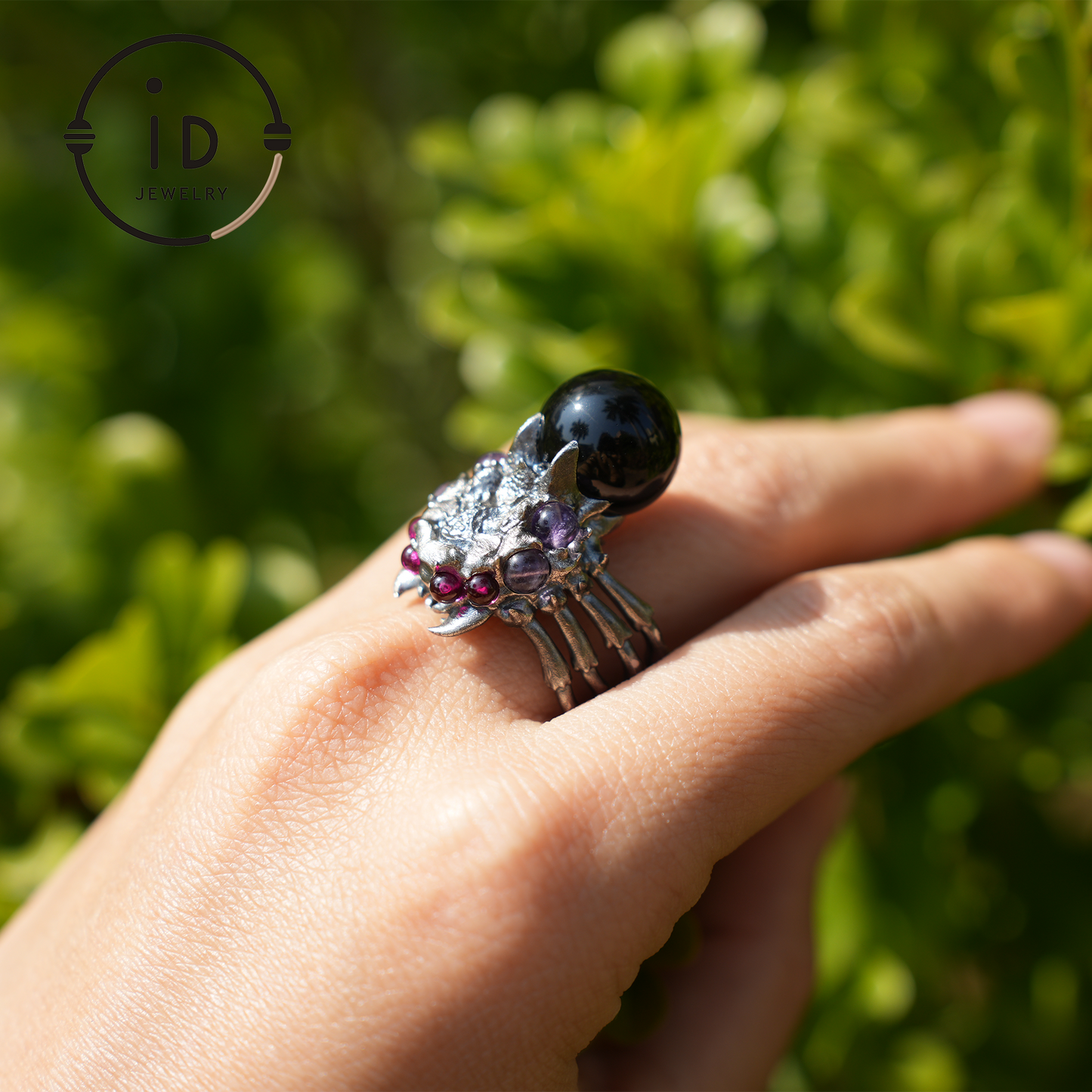 Handgemachter Gothic Spinnen offener Ring, Achat magischer Silberring, geheimnisvoller Persönlichkeitsschmuck, einzigartiger Retro-Stil, Unisex-Geschenk 