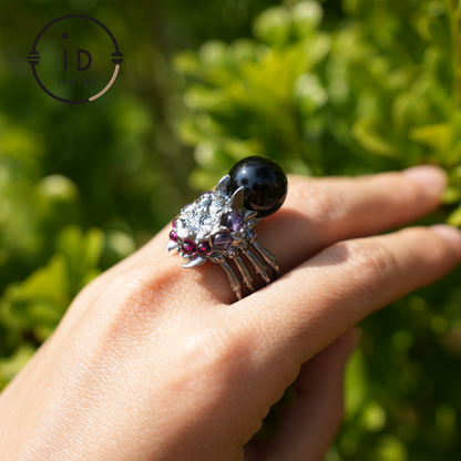 Handgemachter Gothic Spinnen offener Ring, Achat magischer Silberring, geheimnisvoller Persönlichkeitsschmuck, einzigartiger Retro-Stil, Unisex-Geschenk 