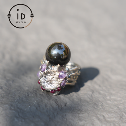 Handgemachter Gothic Spinnen offener Ring, Achat magischer Silberring, geheimnisvoller Persönlichkeitsschmuck, einzigartiger Retro-Stil, Unisex-Geschenk 