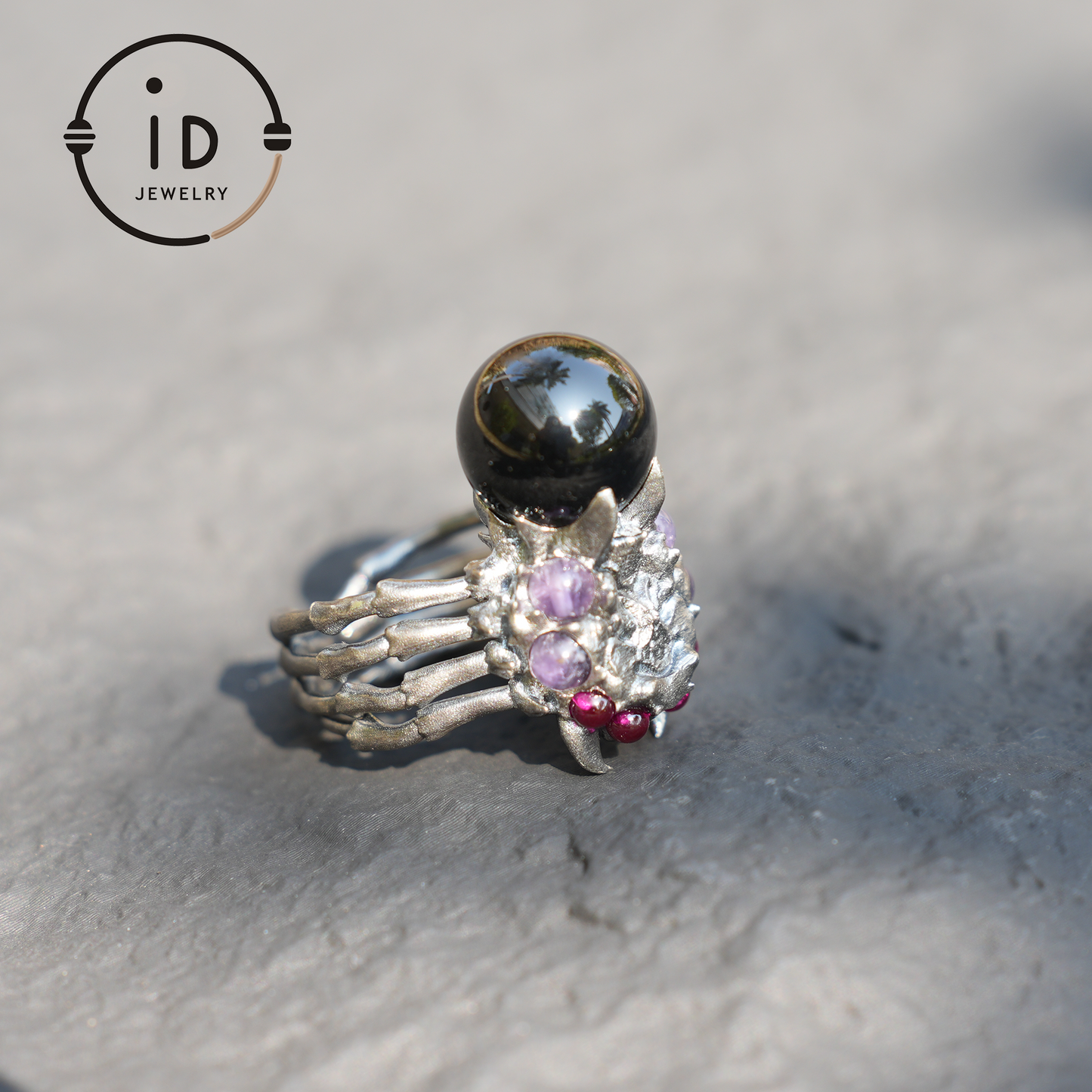 Handgemachter Gothic Spinnen offener Ring, Achat magischer Silberring, geheimnisvoller Persönlichkeitsschmuck, einzigartiger Retro-Stil, Unisex-Geschenk 