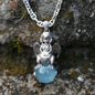 Mystical Harpy Pendant - Handcrafted 925 Silver with Cat's Eye Aquamarine - Unique Fantasy Jewelry