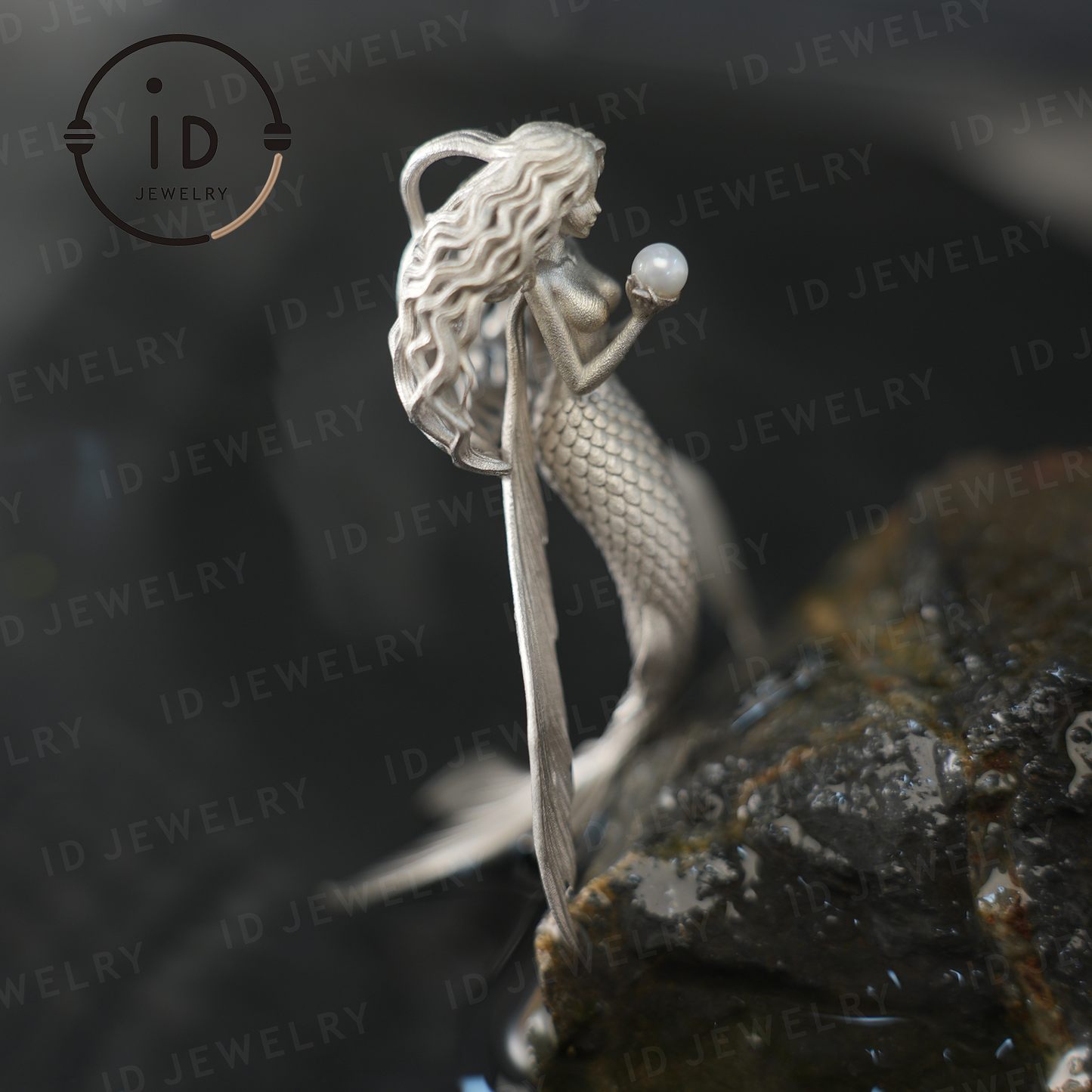 Perlenanhänger „Fliegendes Fischmädchen“ | Fantasy-Ozeanamulett als Geschenk | Symbol für Freiheit und Anmut | Handgefertigter Silberschmuck 