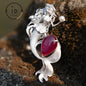Mermaid Pendant | 925 Sterling Silver & Star Ruby | Handmade Fantasy Jewelry