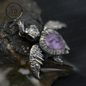 Aegis Schildkröte Halskette 925 Silber Amethyst Achat Anhänger Handgemacht Meeresschildkröte Schmuck Gothic Stil Geschenk für Sie Spirituelles Tier Talisman
