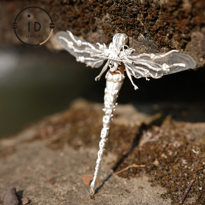 Mystic Dragonfly Jewelry | 925 Silver & Citrine | Brooch & Pendant in One