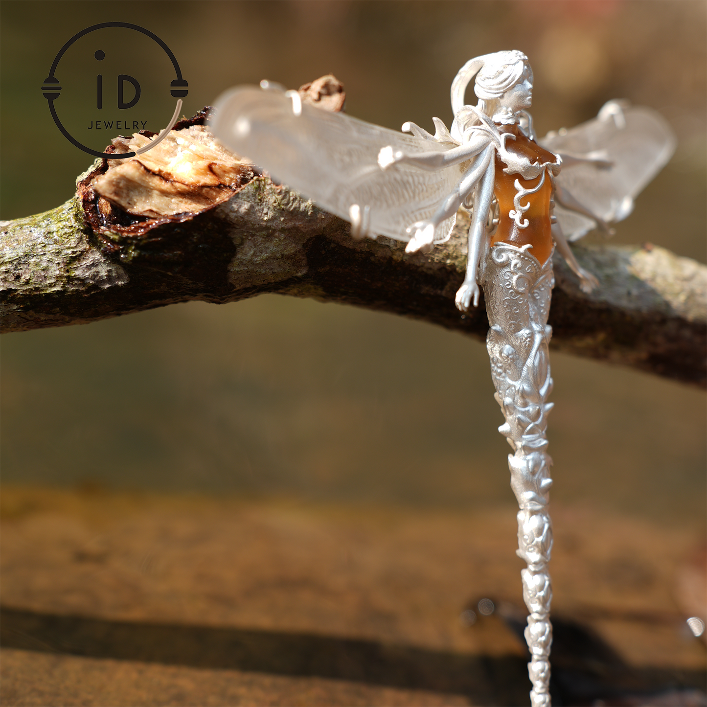 Mystic Dragonfly Jewelry | 925 Silver & Citrine | Brooch & Pendant in One